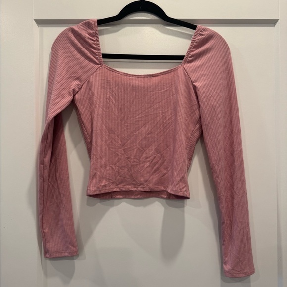 NWT lush pink longsleeve ribbed crop top - Picture 4 of 4